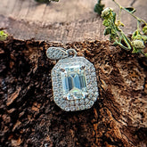 Double Halo Emerald Elegance Pendant