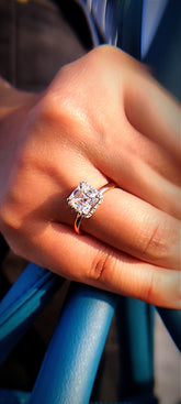 Asscher Cut Halo Hidden Treasure Ring