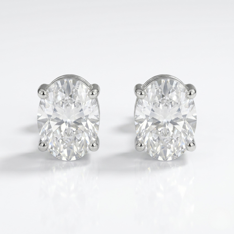 Evergreen Oval Solitaire Earrings