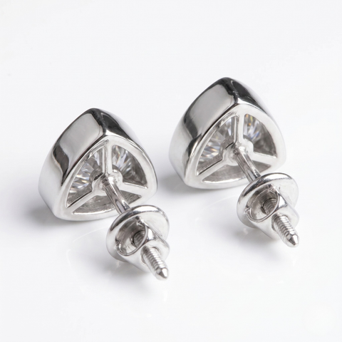 Bezel Studded Trillion Earrings