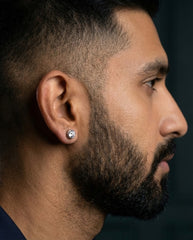 Noble Round Bezel Studded Men's Earring