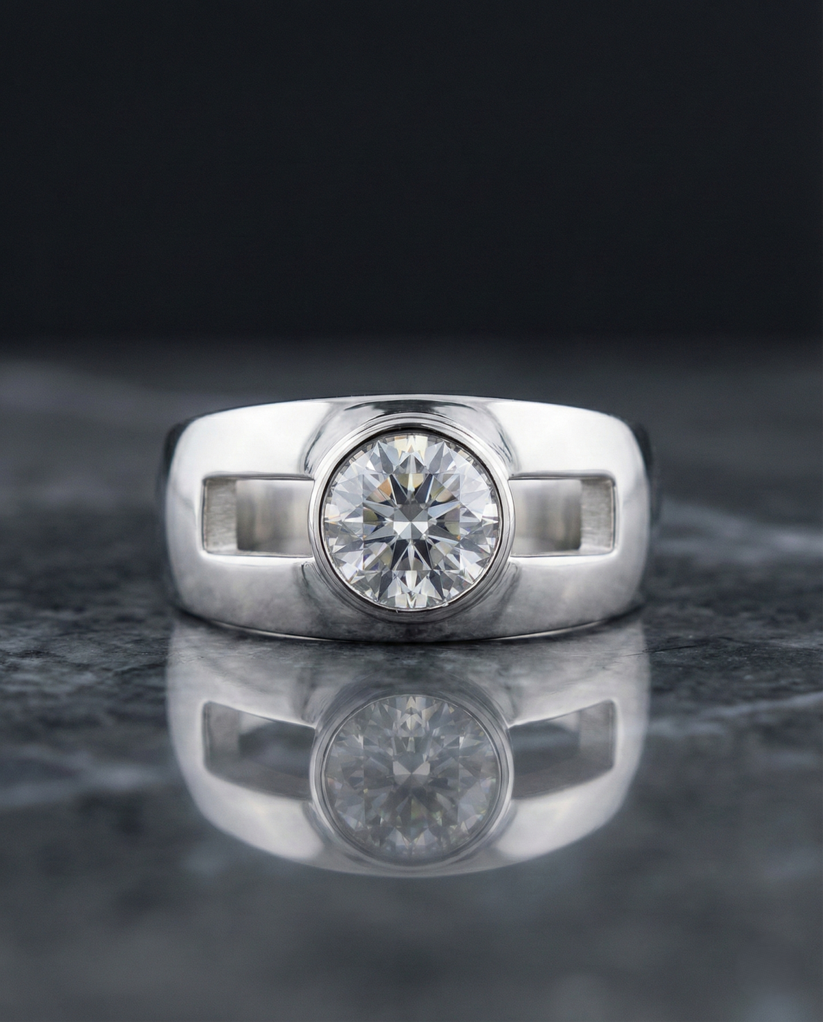 Elite Moissanite Round Men's Ring