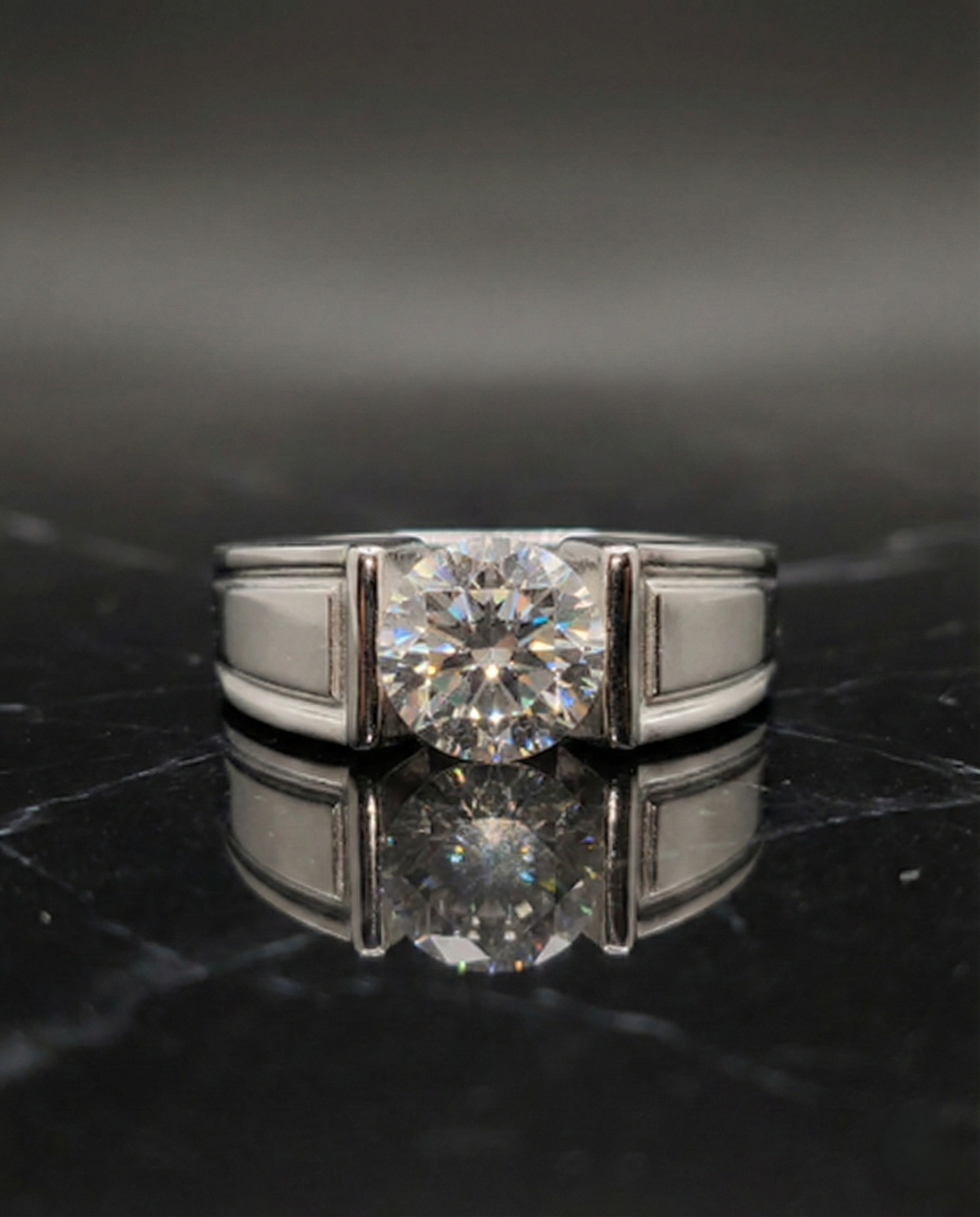Statement Silver Round Men’s Ring