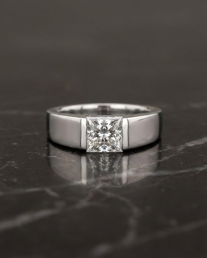 Premium Sterling Square Cut Silver Ring