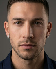 Noble Emerald Bezel Men's Earring