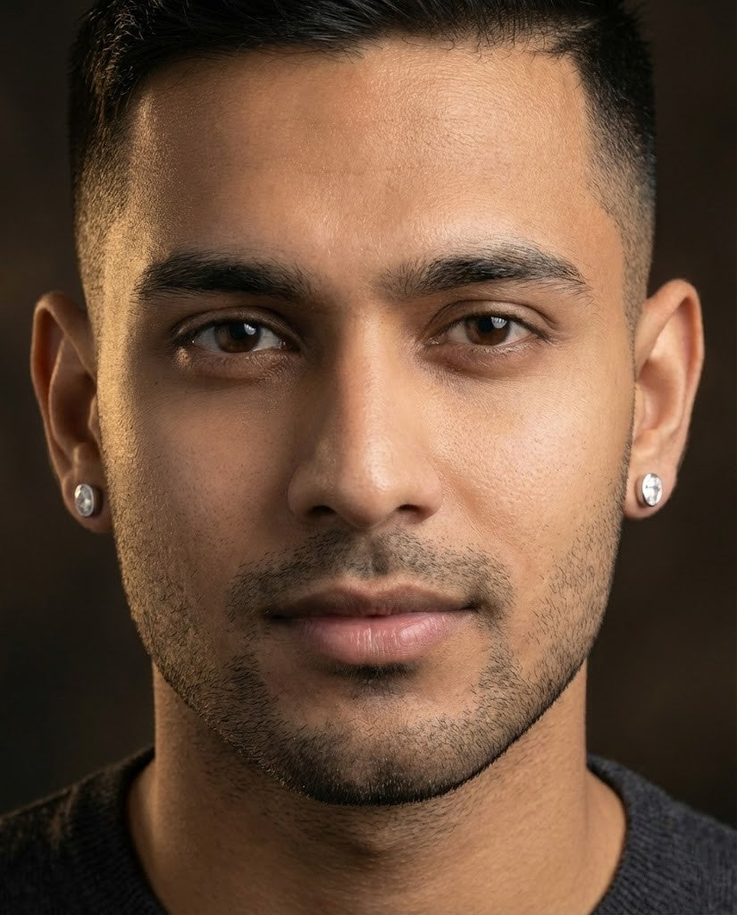 Noble Oval Bezel Studded Men's Earring (Single piece)