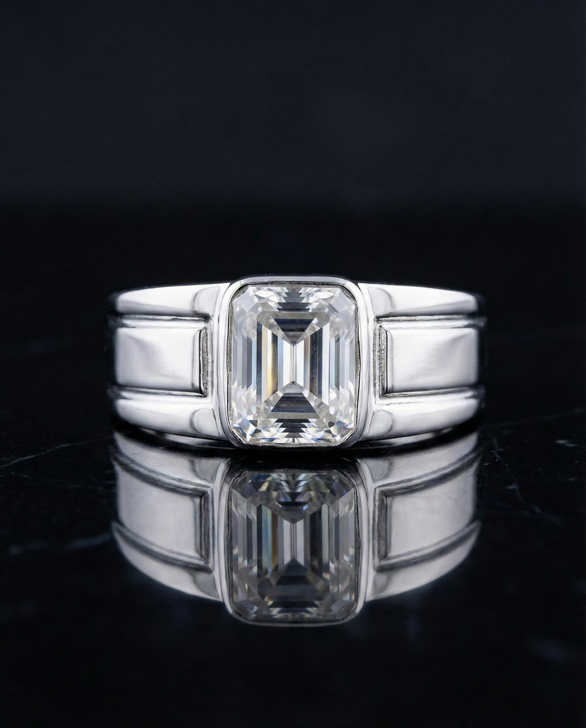 Timeless Emerald Men's Silver Band