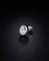 Noble Oval Bezel Studded Men's Earring