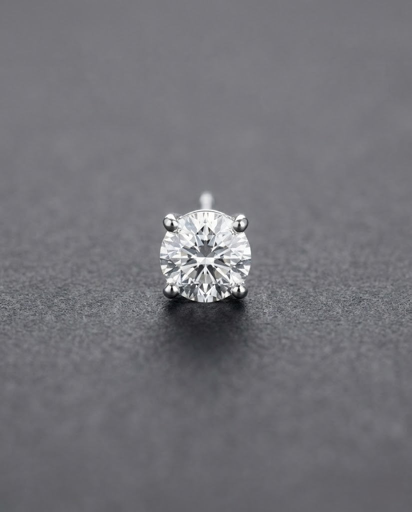 Imperial Round Moissanite Stud for Men's (Single piece)