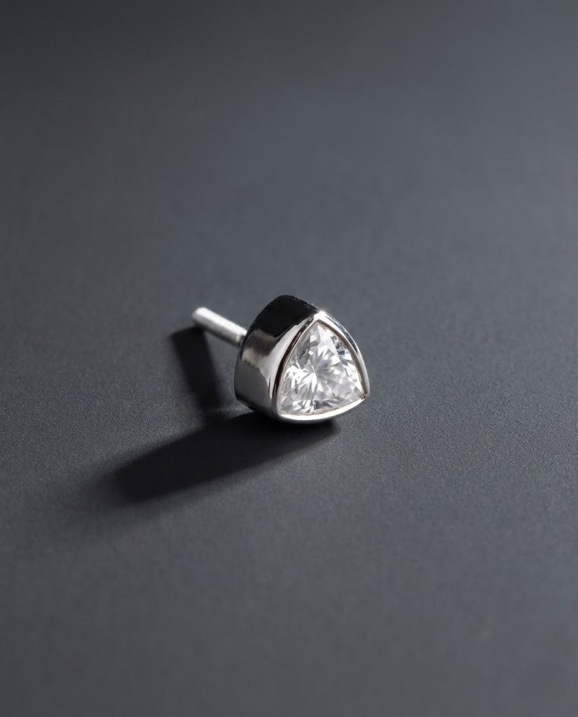 Noble Trillion Bezel Men's Earrings (Single piece)