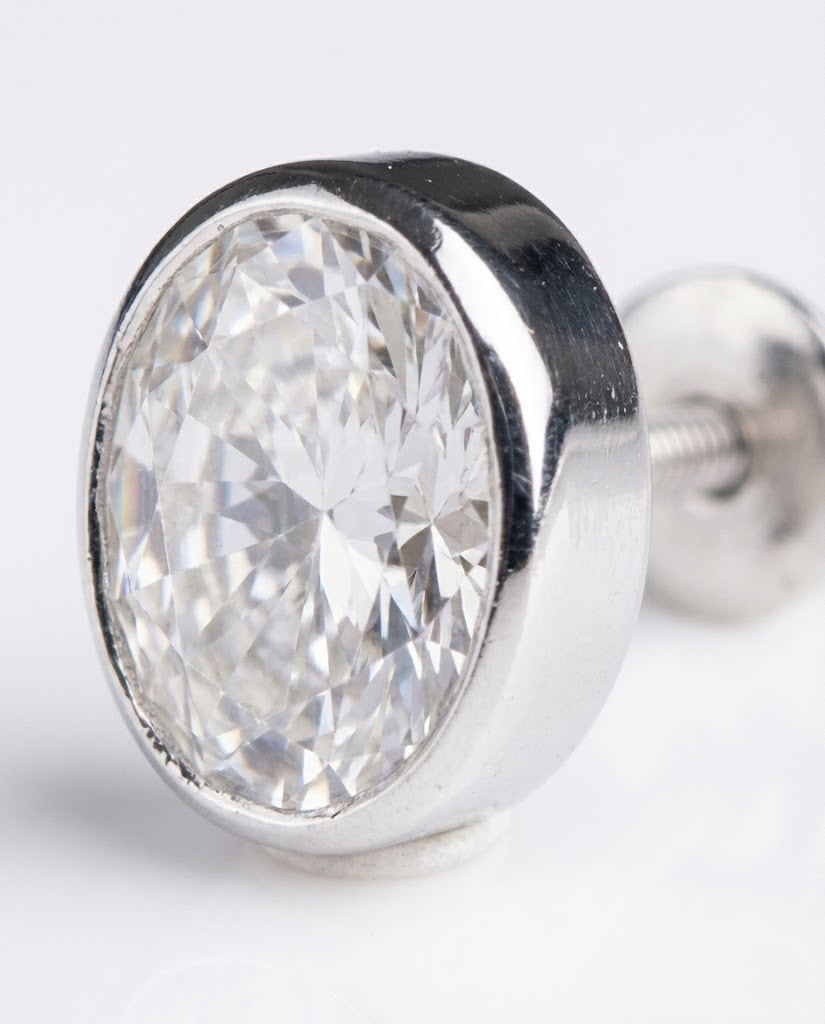 Noble Oval Bezel Studded Men's Earring (Single piece)