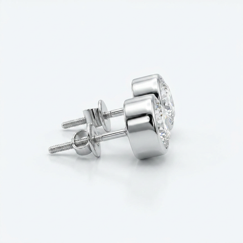 Bezel Studded Oval Earring