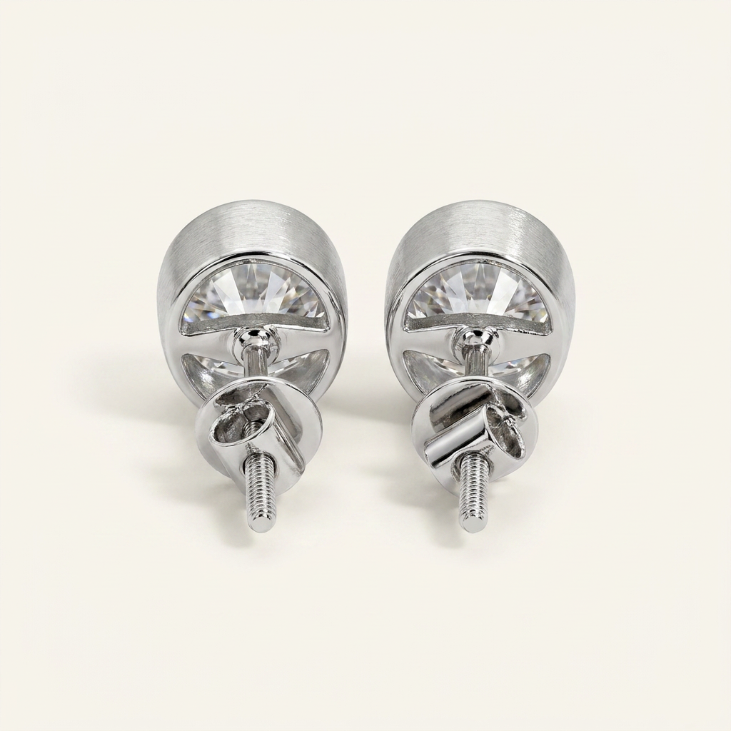 Bezel Studded Oval Earring