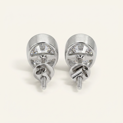 Bezel Studded Oval Earring