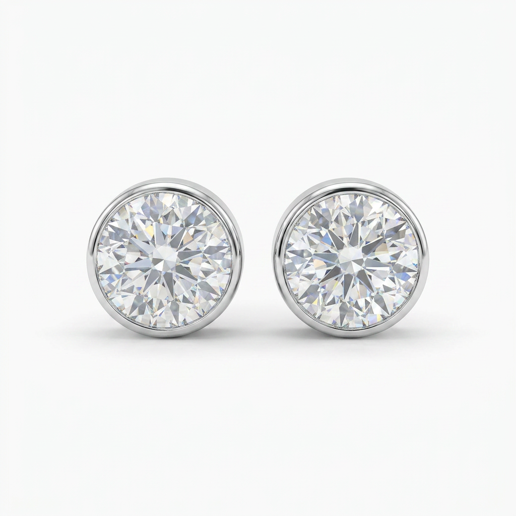 Bezel Studded Round Earrings
