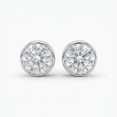 Bezel Studded Round Earrings