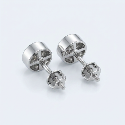 Bezel Studded Round Earrings