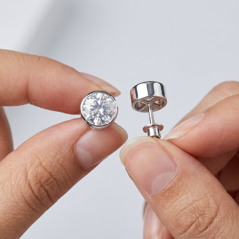 Bezel Studded Round Earrings