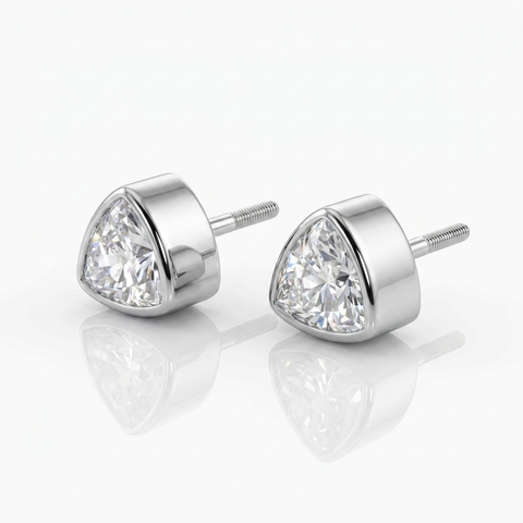 Bezel Studded Trillion Earrings