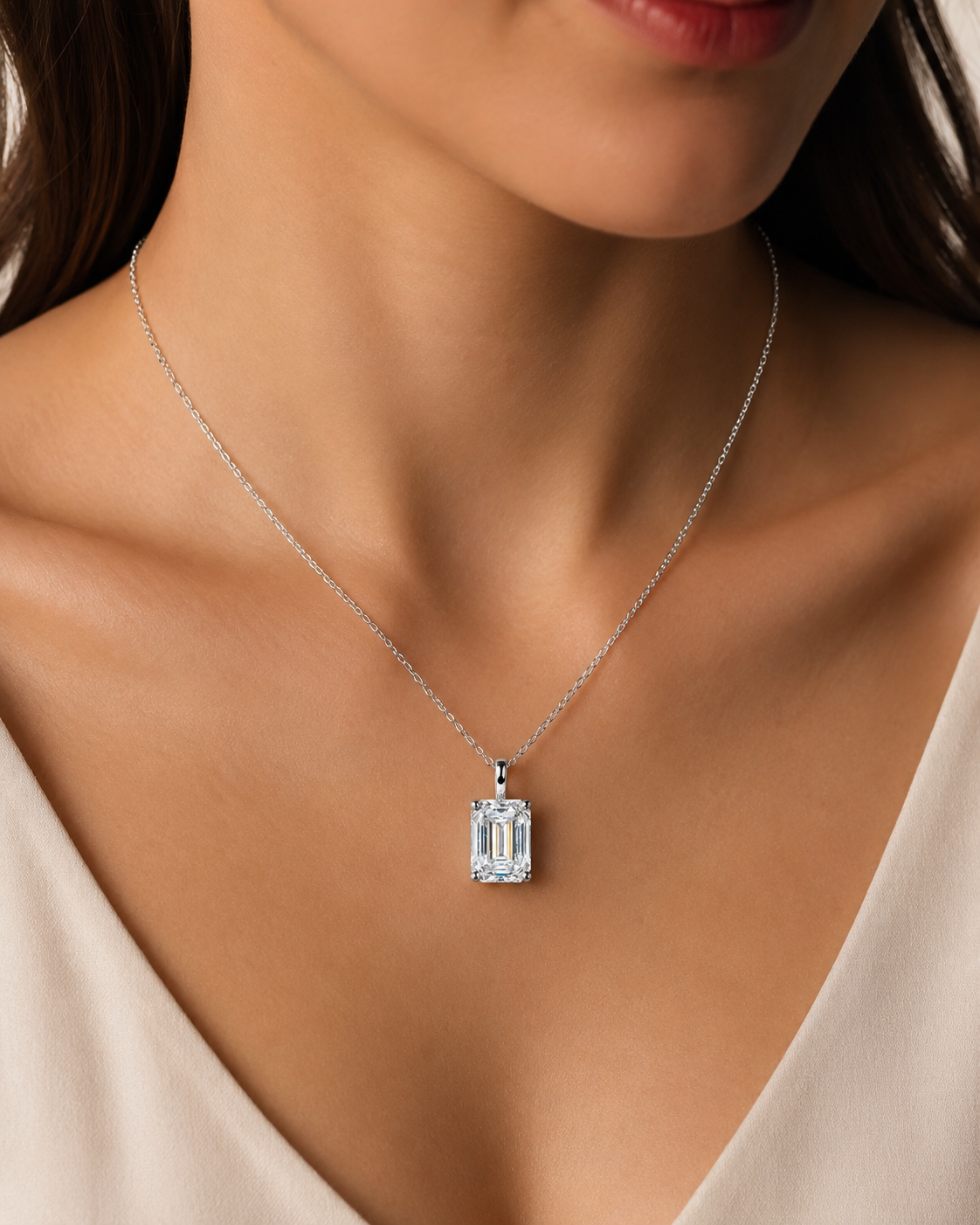 Classic Emerald Solitaire Pendant