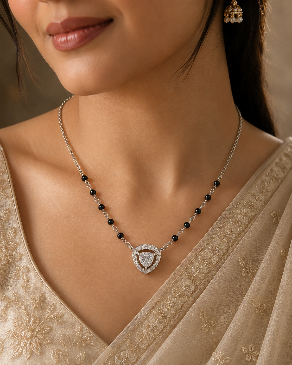 Trillion Shape Halo Mangalsutra