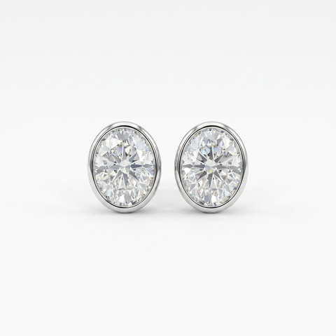 Bezel Studded Oval Earring