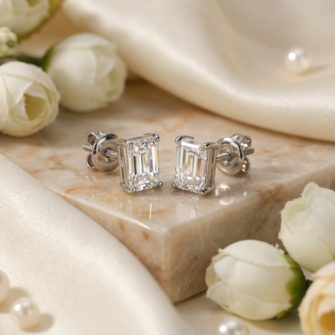 Evergreen Emerald Solitaire Earrings