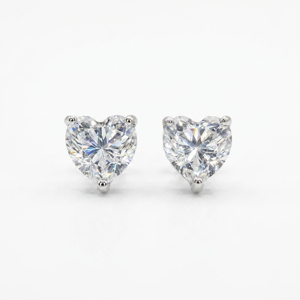 Evergreen Heart Solitaire Earrings
