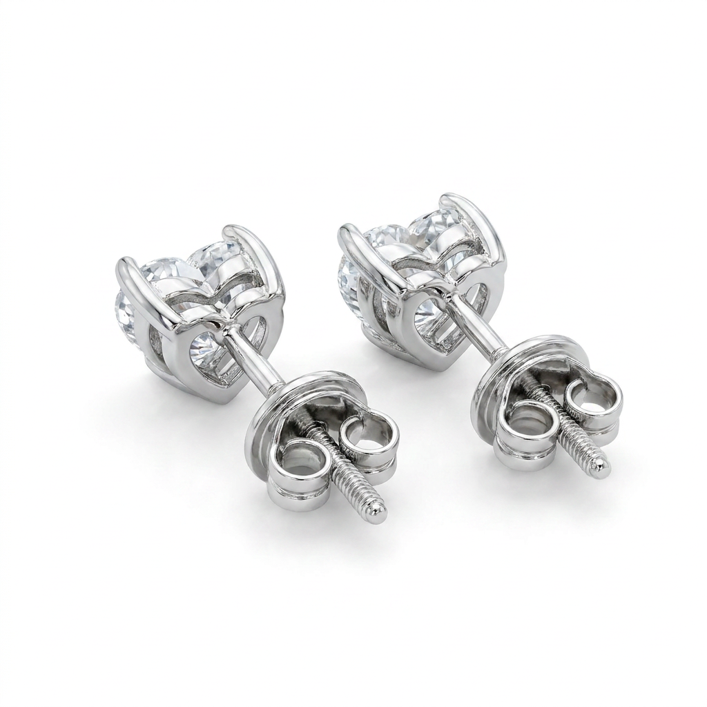 Evergreen Heart Solitaire Earrings