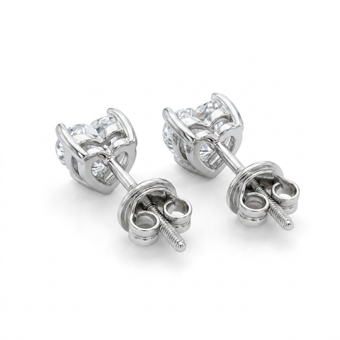 Evergreen Heart Solitaire Earrings