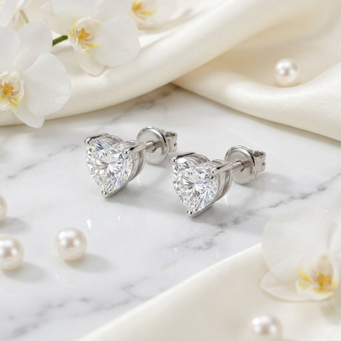 Evergreen Heart Solitaire Earrings