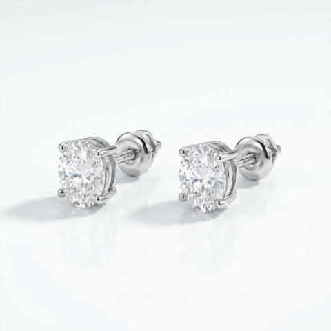 Evergreen Oval Solitaire Earrings