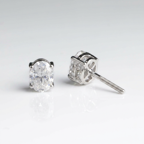 Evergreen Oval Solitaire Earrings