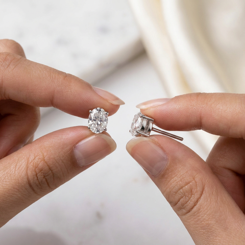 Evergreen Oval Solitaire Earrings