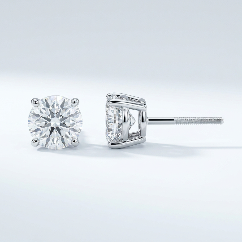 Evergreen Round Solitaire Earrings