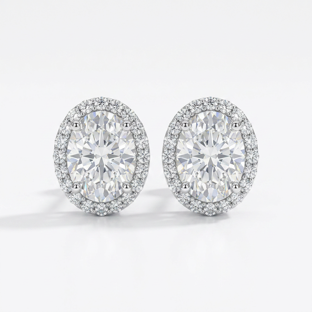 Glowing Halo Oval Earrings