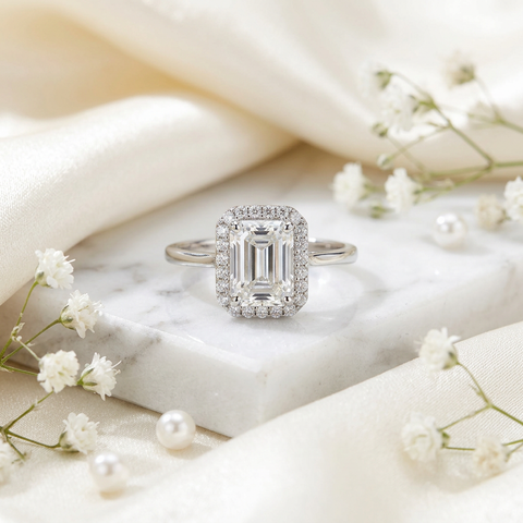 Halo Aura Emerald Ring