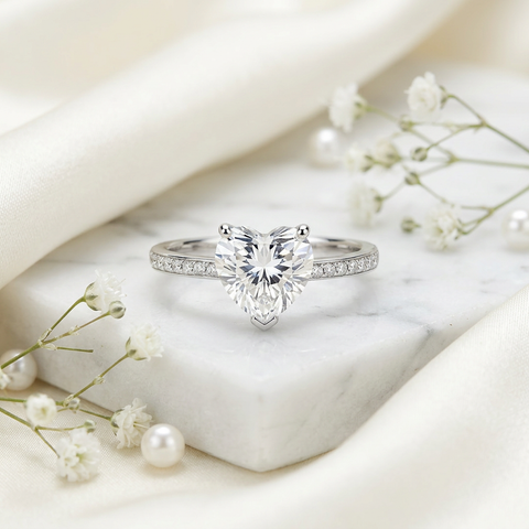 Heart Side Stone Ring