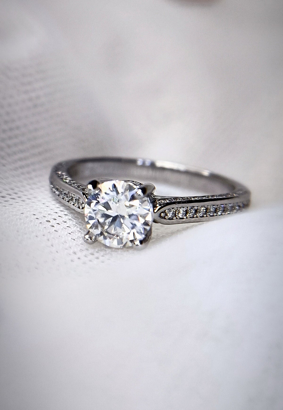 Round Solitaire With Studded Band