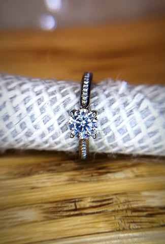 Round Solitaire With Studded Band