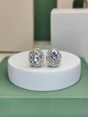 Glowing Halo Oval Earrings