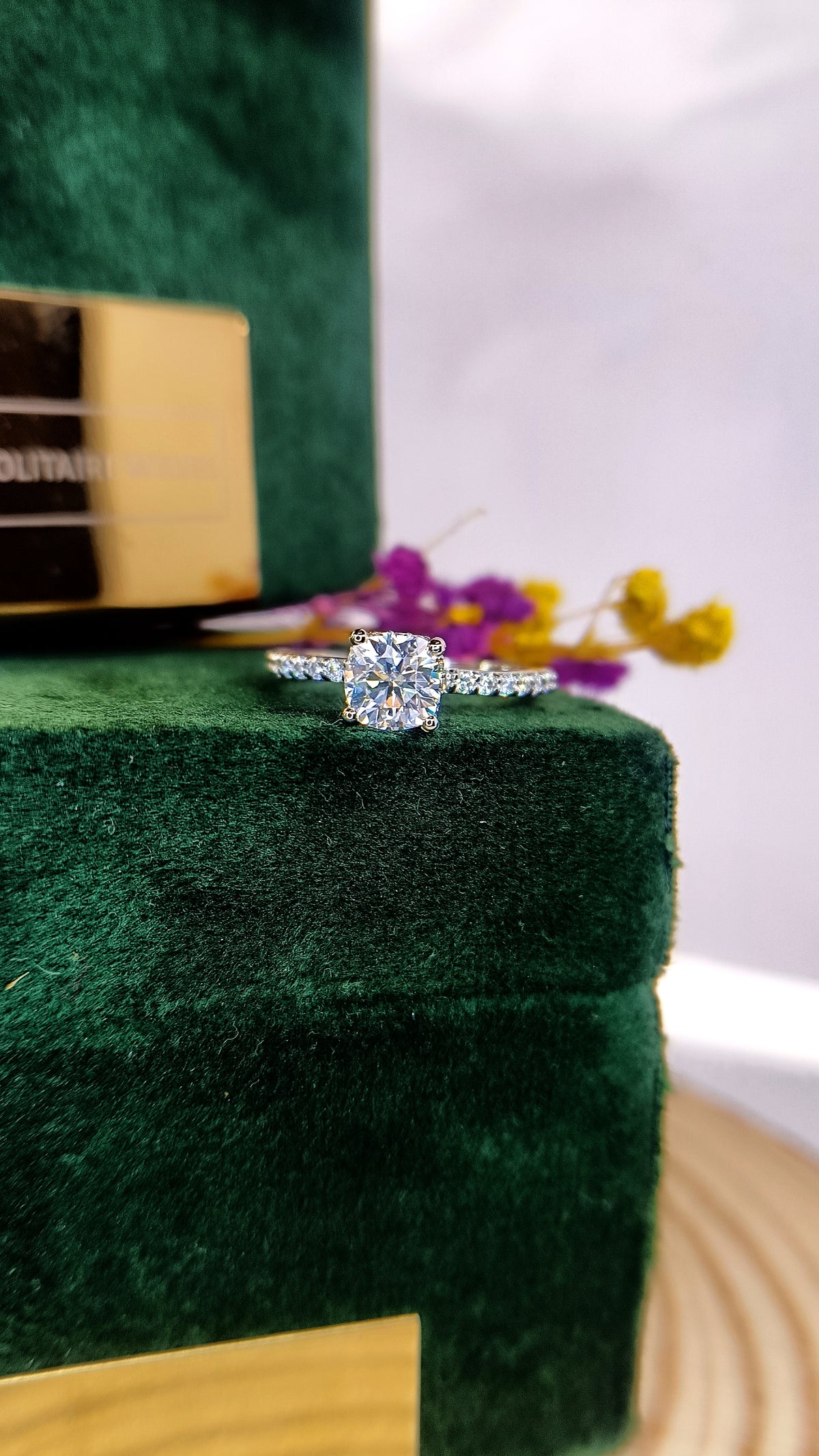 Whispering Halo Cushion Ring