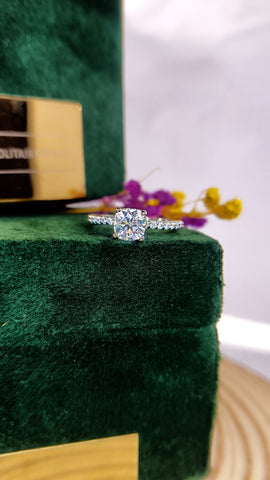 Whispering Halo Cushion Ring