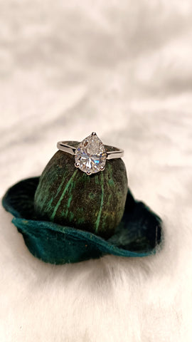 White Lustre Pear Ring