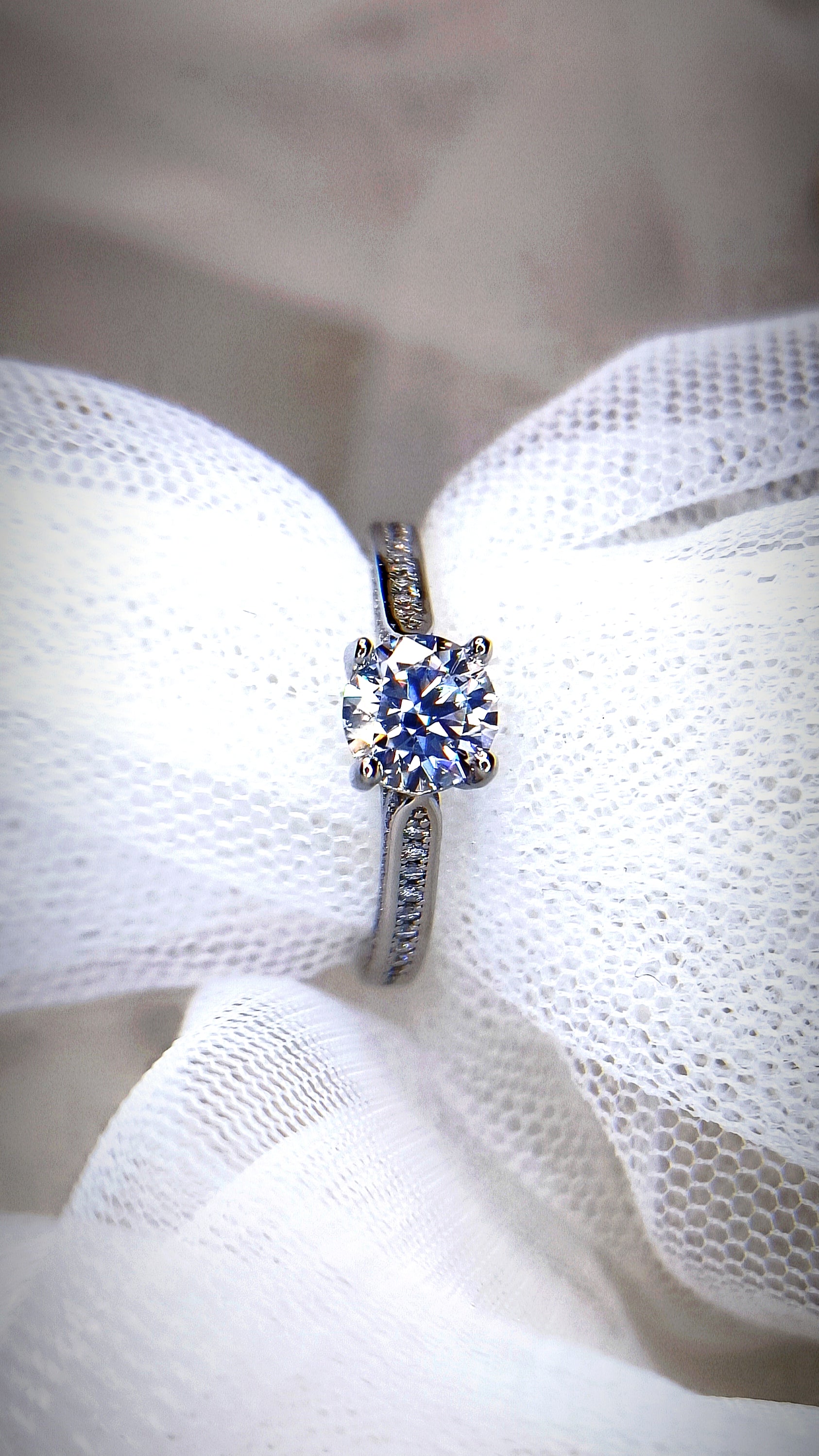 Round Solitaire With Studded Band