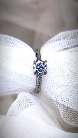 Round Solitaire With Studded Band