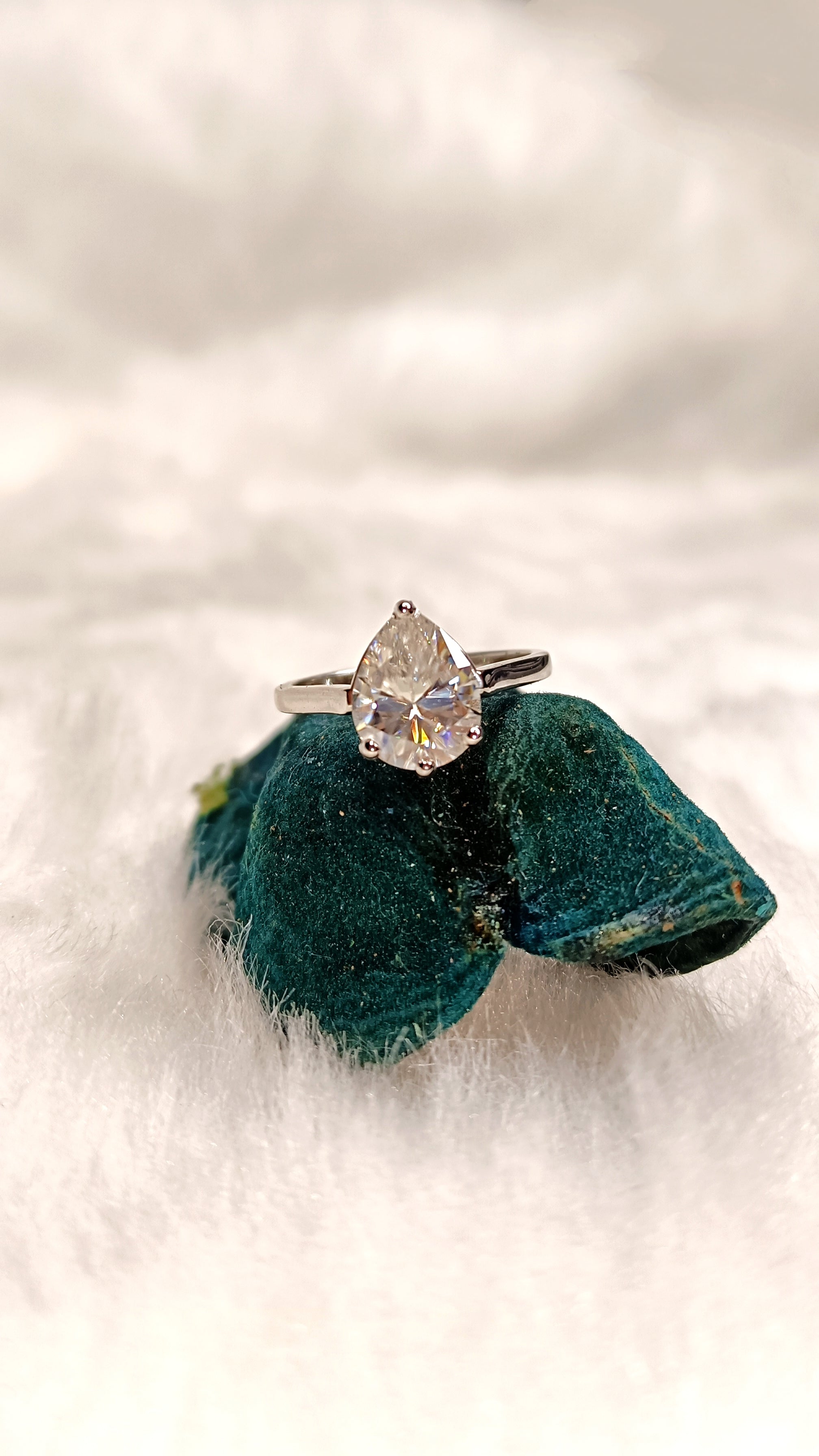 White Lustre Pear Ring