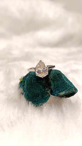 White Lustre Pear Ring