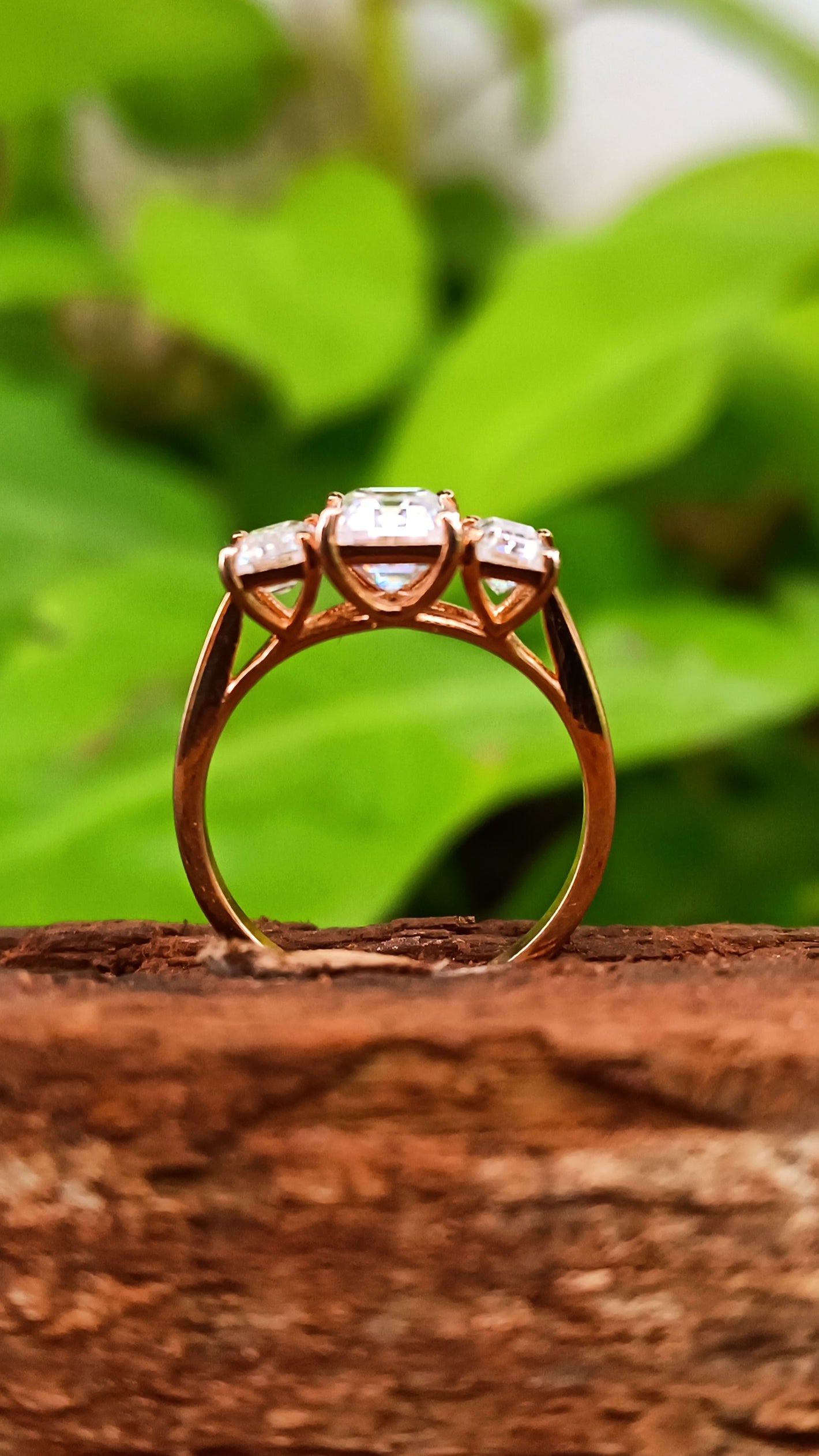 Rose Glow Triple Emerald Ring