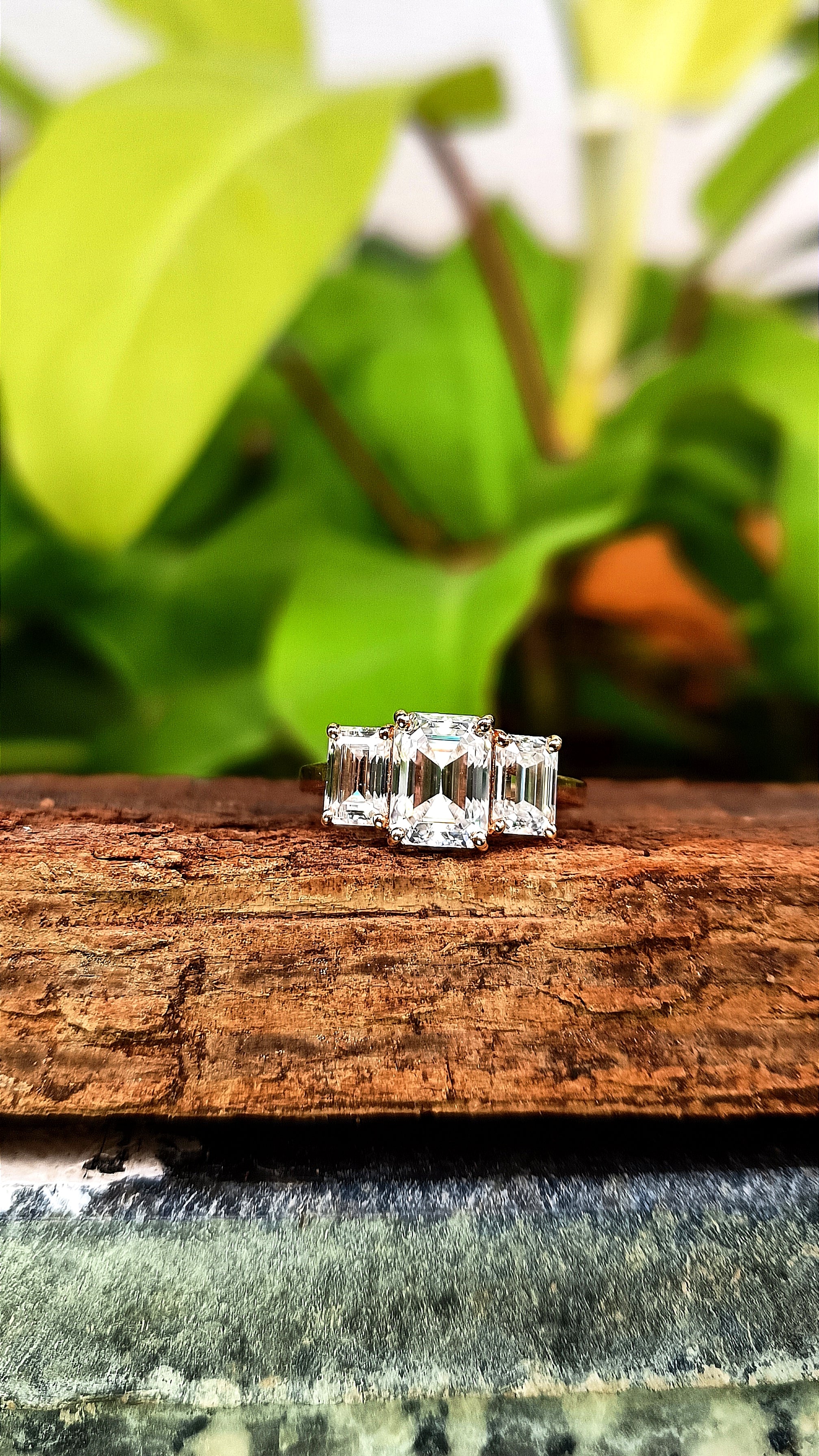 Rose Glow Triple Emerald Ring